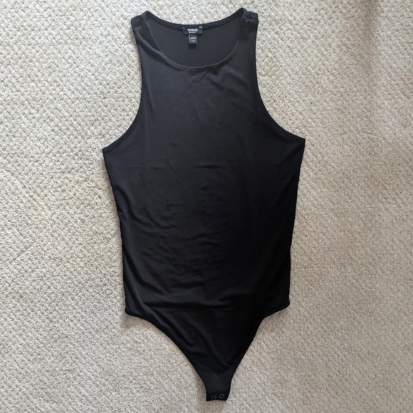 Express Body Contour High Compression High Neck Bodysuit Black Thong Bodysuit - Picture 3 of 8